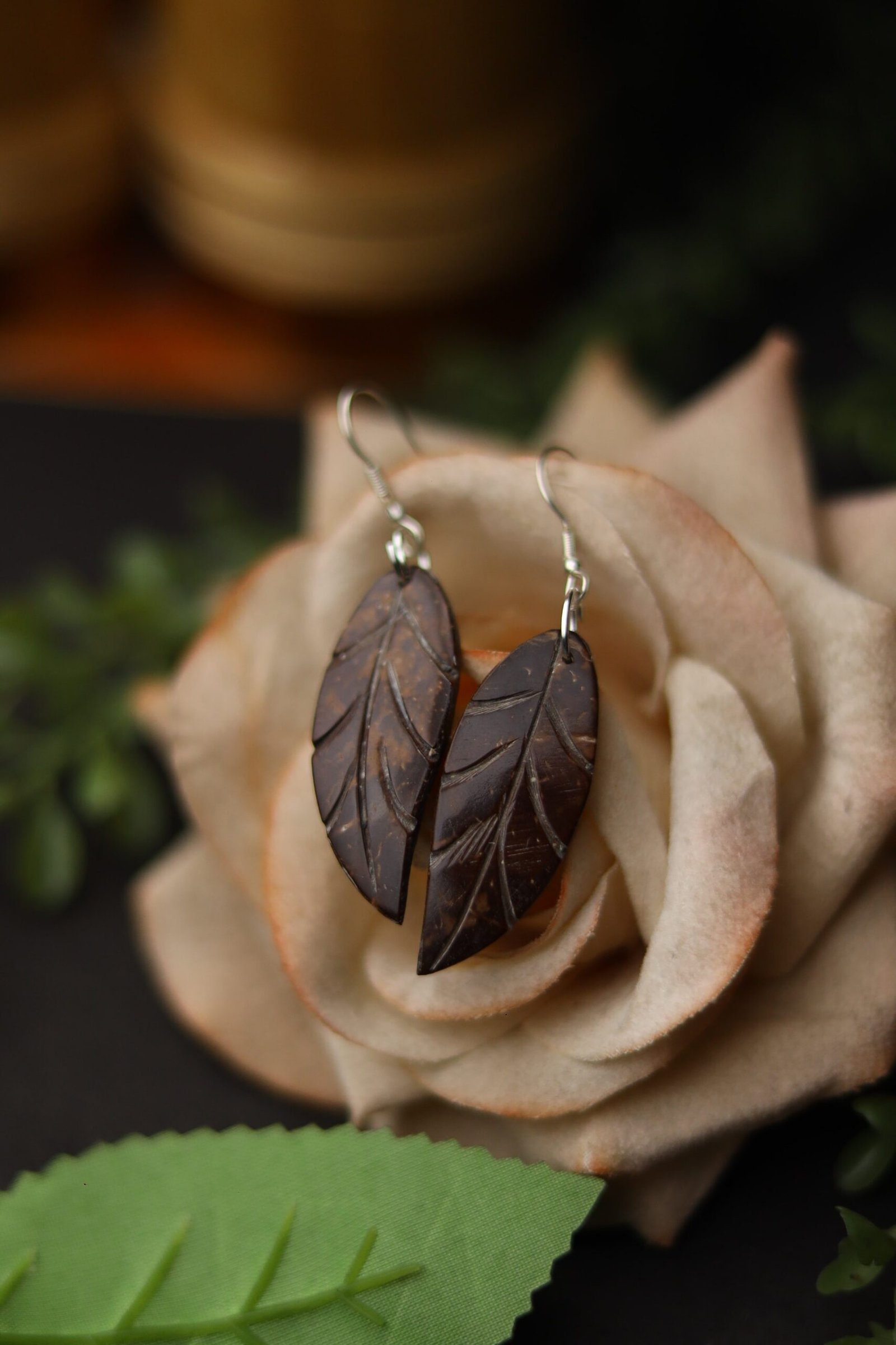 Coconut Romantic Leaf Earrings - Image 2